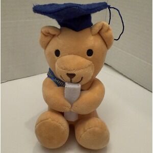 Graduation Bear 5.5" Tall Plush With Blue Cap And Blue Congratulations Sash
